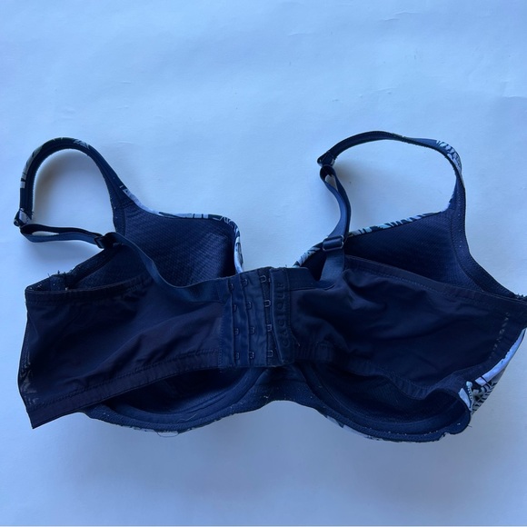 Cacique Blue Tropical Palm Floral Print Lightly Lined Balconette Bra - Picture 4 of 6